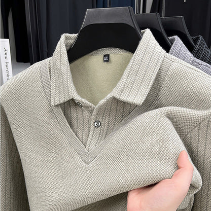 Suéter Forrado para Hombre con Efecto de Dos Piezas
