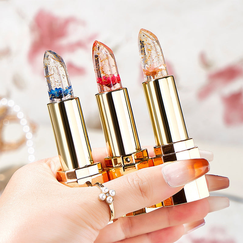 Labial Floral de Gel Hidratante y Duradero que Cambia de Color con la Temperatura