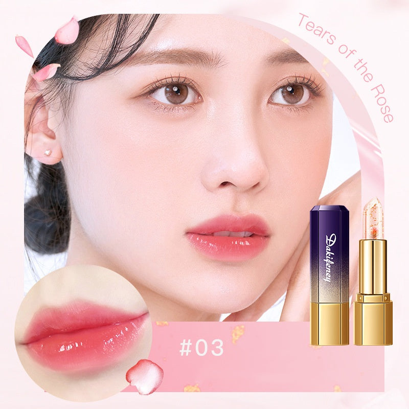 Labial Floral de Gel Hidratante y Duradero que Cambia de Color con la Temperatura