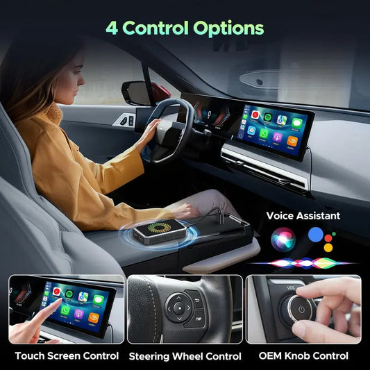 🔥【1° Más Vendido】😫 Sistema anticuado/cables/enredos? Adaptador pantalla coche 3 en 1 4K⚡ Plug-and-play+wireless!