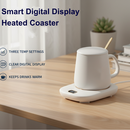 Posavasos calefactado con pantalla digital inteligente