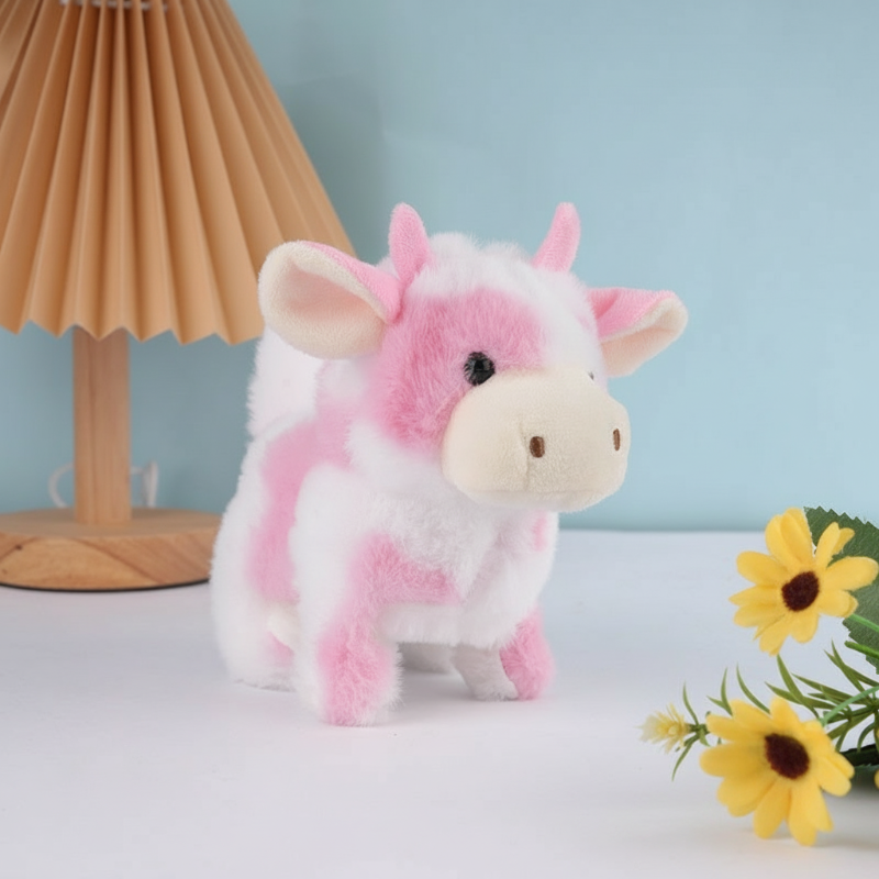 Vaca de peluche eléctrica realista con sonido