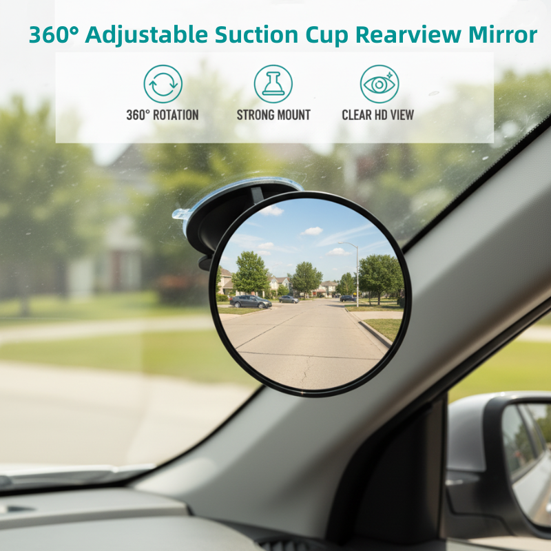 Espejo Retrovisor Ajustable 360° con Ventosa