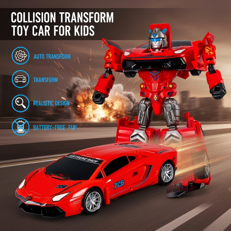 Carro de Juguete que se Transforma en Robot al Chocar para Niños