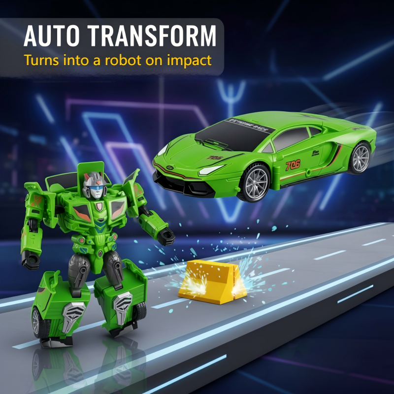 Carro de Juguete que se Transforma en Robot al Chocar para Niños