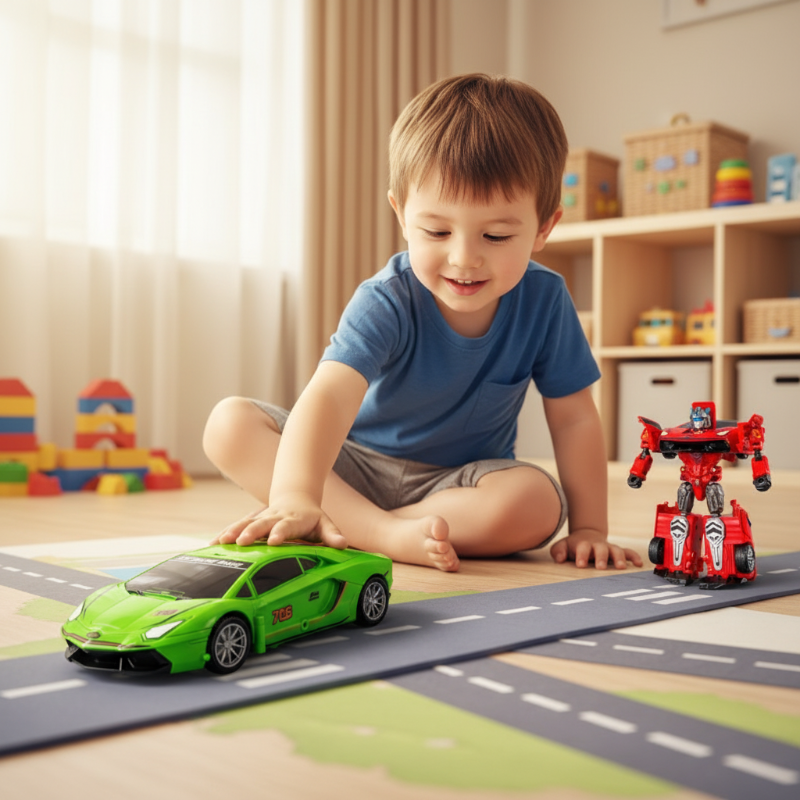 Carro de Juguete que se Transforma en Robot al Chocar para Niños