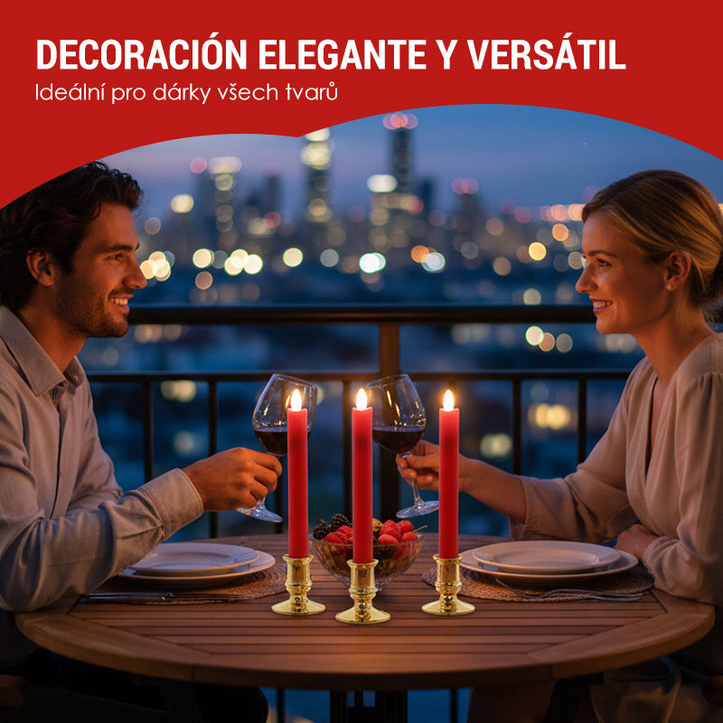 Vela Larga LED con Control Remoto y Flama Parpadeante