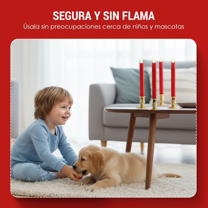 Vela Larga LED con Control Remoto y Flama Parpadeante