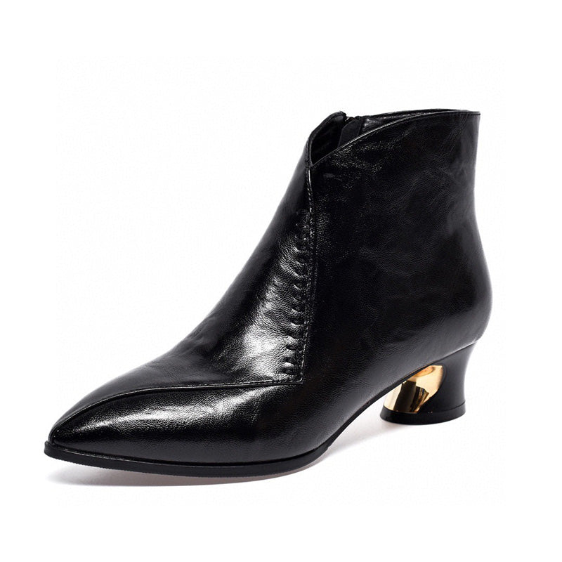 Botas de mujer de moda con tacón grueso y punta fina