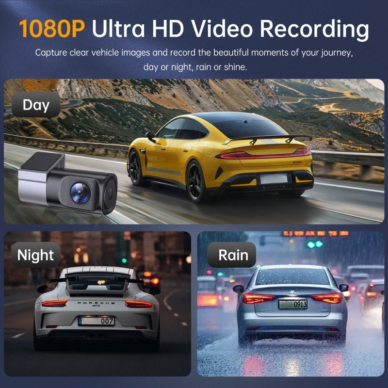 Cámara para salpicadero HD 1080P con Wi-Fi y visión nocturna