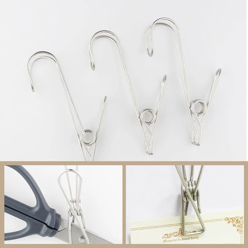 Pinzas de Acero Inoxidable para Ropa con Gancho