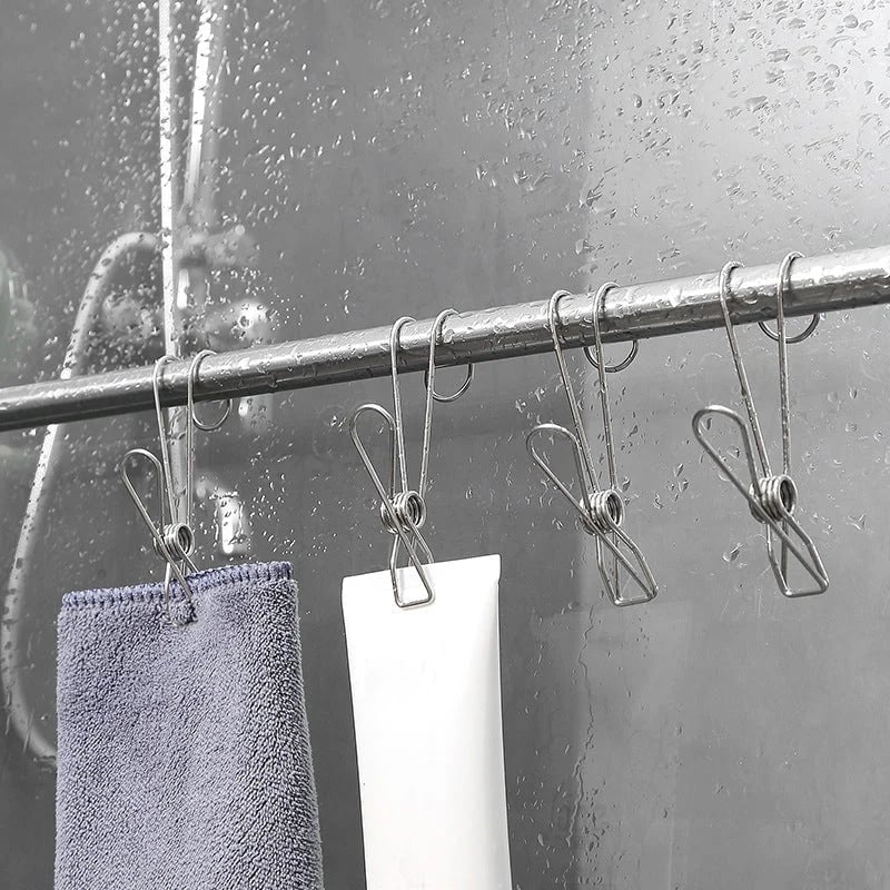 Pinzas de Acero Inoxidable para Ropa con Gancho