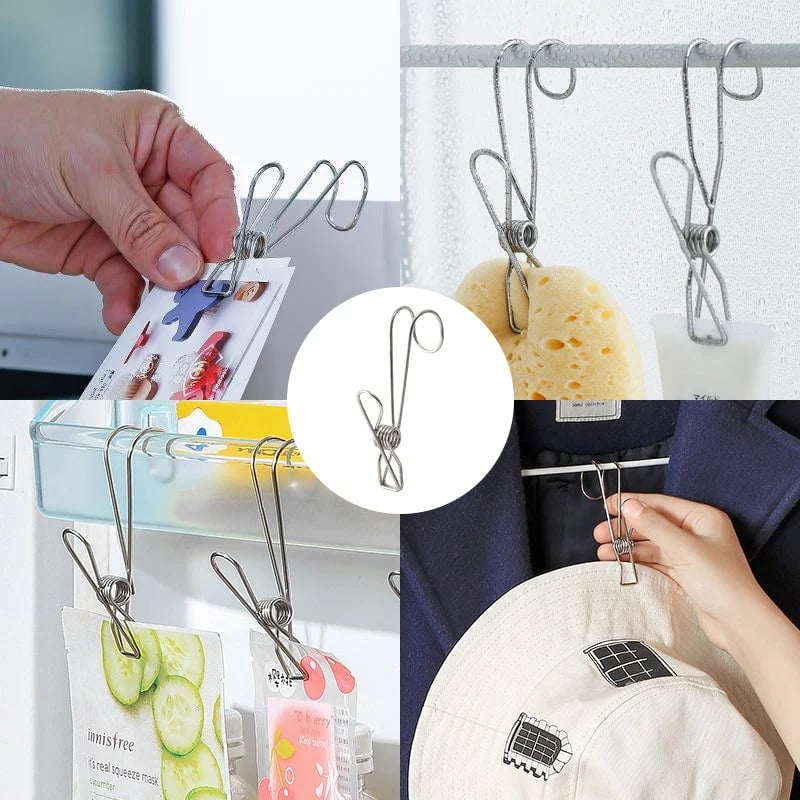 Pinzas de Acero Inoxidable para Ropa con Gancho