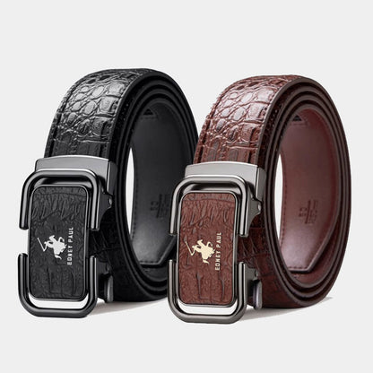 Cinturón para Hombre con Hebilla Automática y Textura de Cocodrilo
