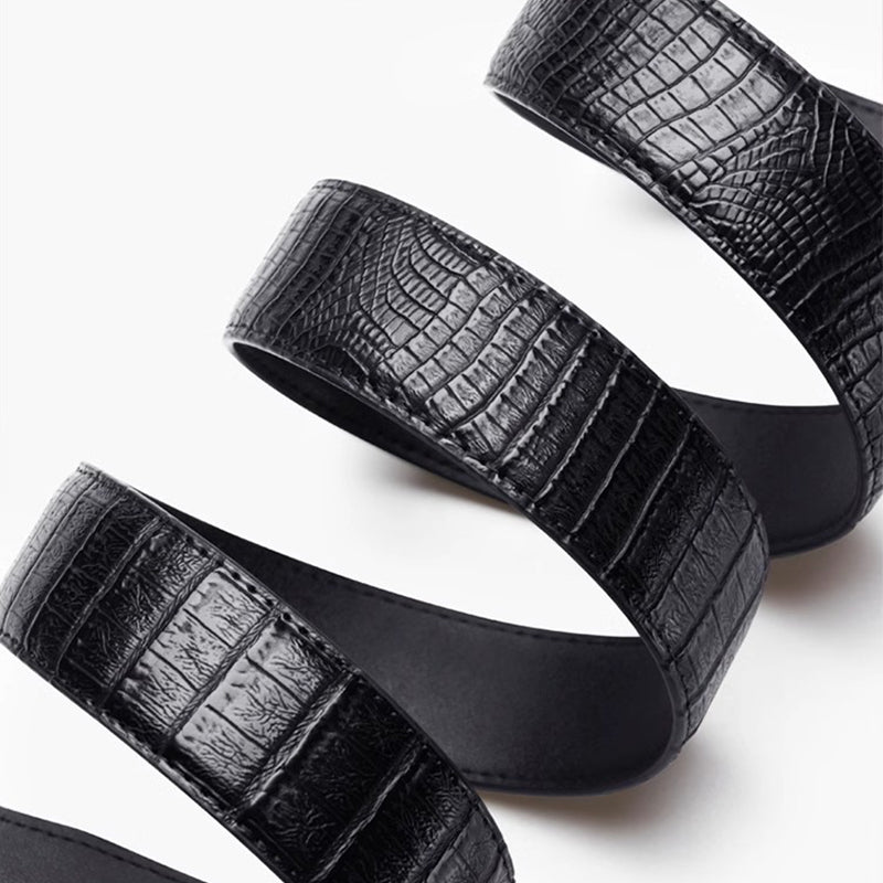 Cinturón para Hombre con Hebilla Automática y Textura de Cocodrilo