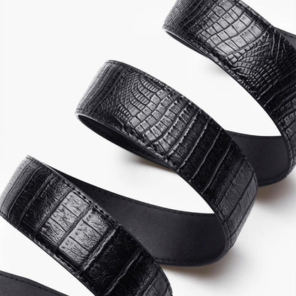 Cinturón para Hombre con Hebilla Automática y Textura de Cocodrilo