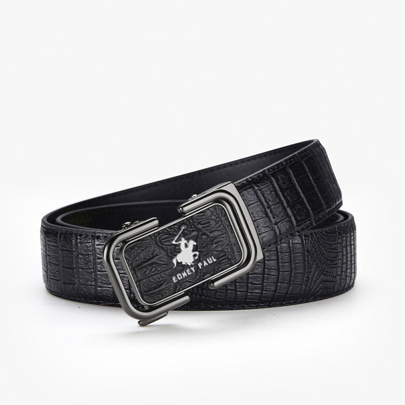 Cinturón para Hombre con Hebilla Automática y Textura de Cocodrilo