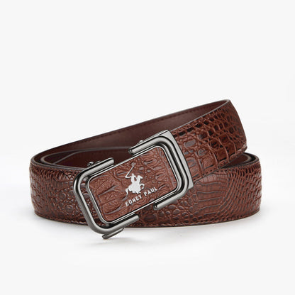 Cinturón para Hombre con Hebilla Automática y Textura de Cocodrilo