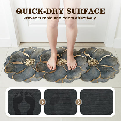 Alfombra de baño de secado rápido con forma de flor