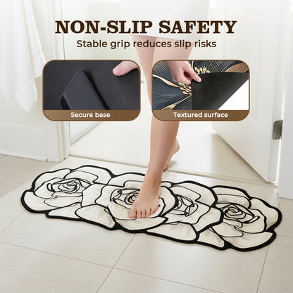 Alfombra de baño de secado rápido con forma de flor