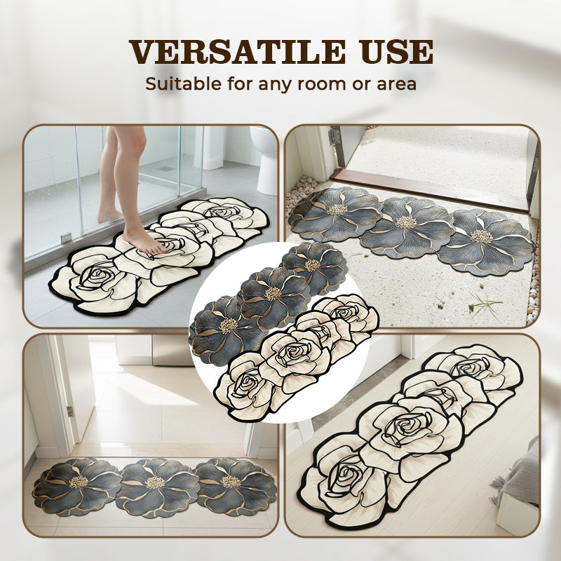 Alfombra de baño de secado rápido con forma de flor