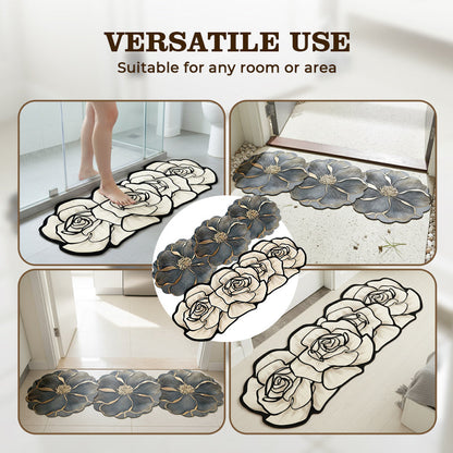 Alfombra de baño de secado rápido con forma de flor