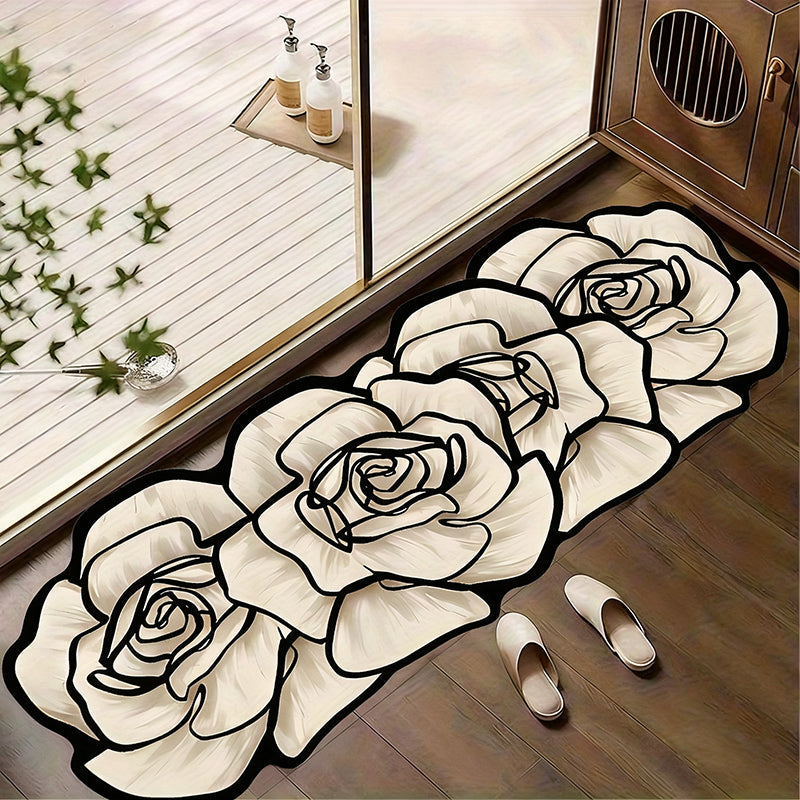 Alfombra de baño de secado rápido con forma de flor