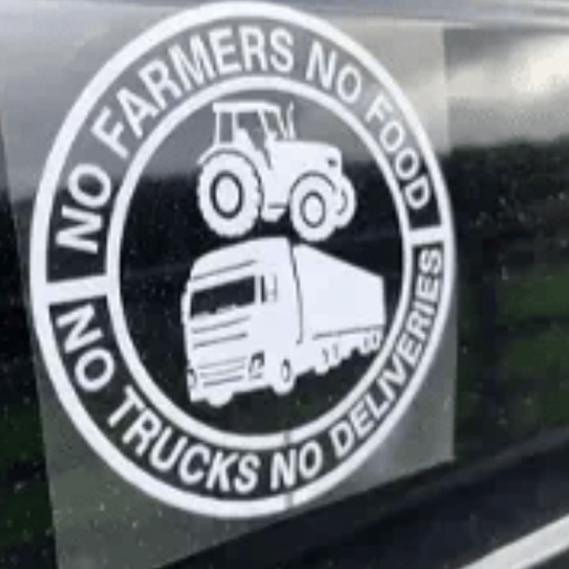 Calcomanía de Vinil para Auto: Sin Agricultores No Hay Comida, Sin Camiones No Hay Entregas