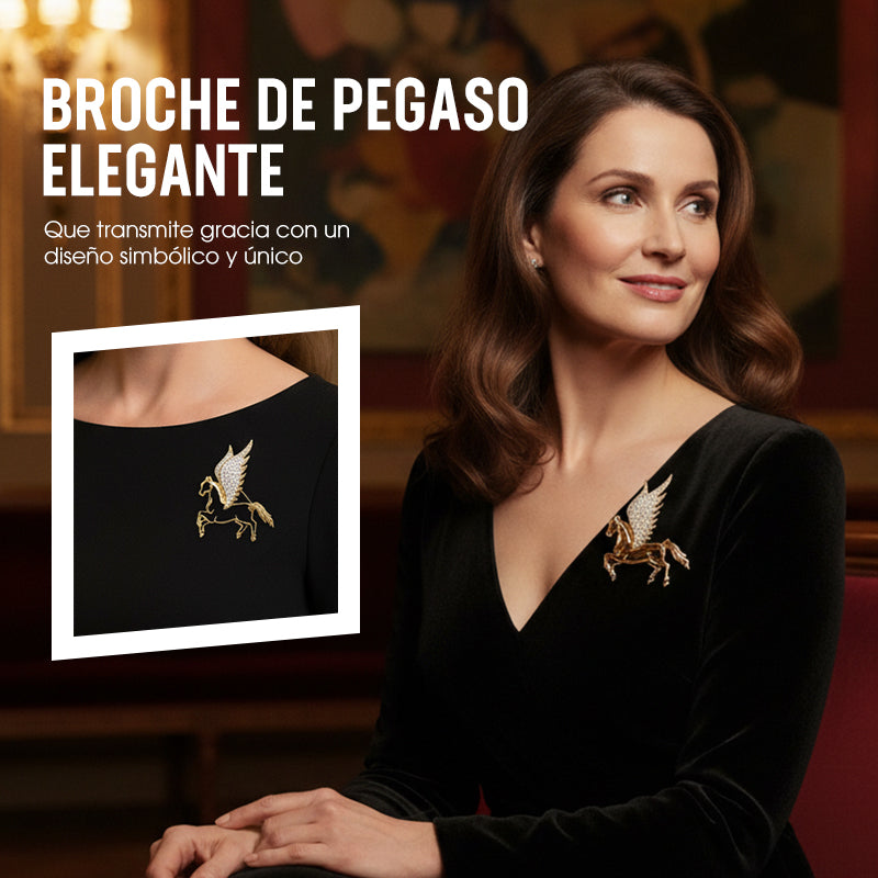 Broche de Pegaso Exquisito y Único con Detalles de Pedrería