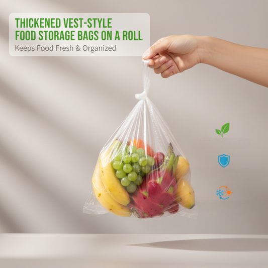 Bolsas reforzadas estilo chaleco para alimentos, en rollo
