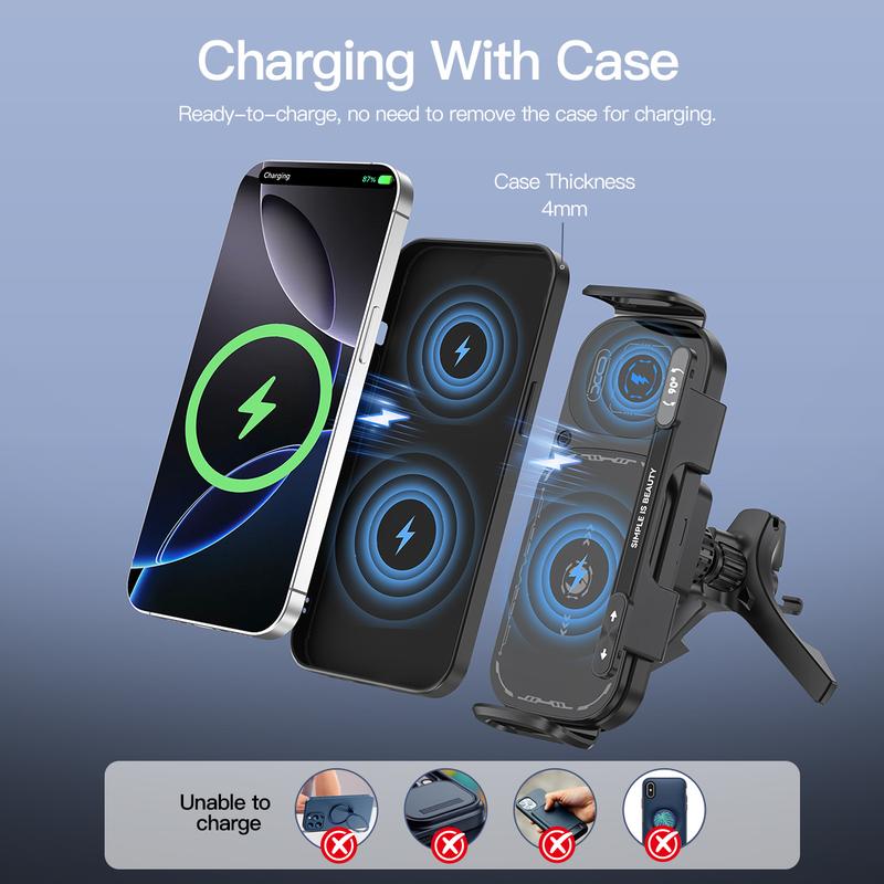⚡Soporte inalámbrico para coche de carga rápida de 15 W para smartphones plegables y estánda