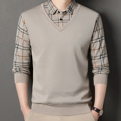 Camiseta de manga larga con estilo superpuesto para hombre