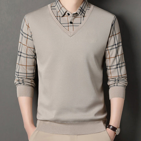 Camiseta de manga larga con estilo superpuesto para hombre