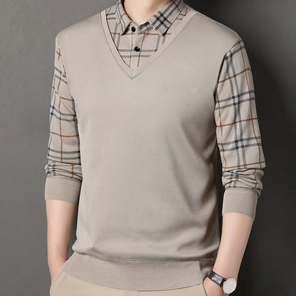 Camiseta de manga larga con estilo superpuesto para hombre