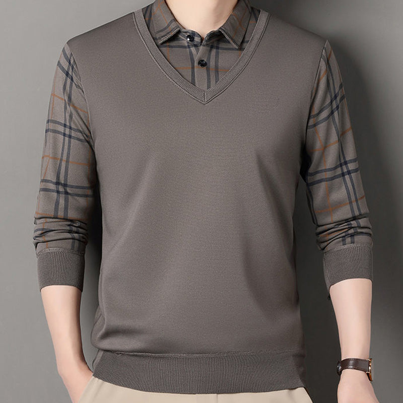 Camiseta de manga larga con estilo superpuesto para hombre