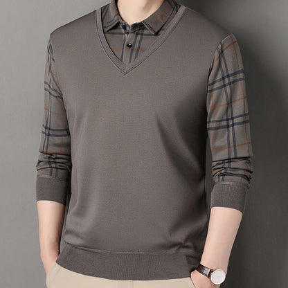 Camiseta de manga larga con estilo superpuesto para hombre