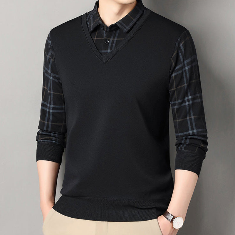 Camiseta de manga larga con estilo superpuesto para hombre