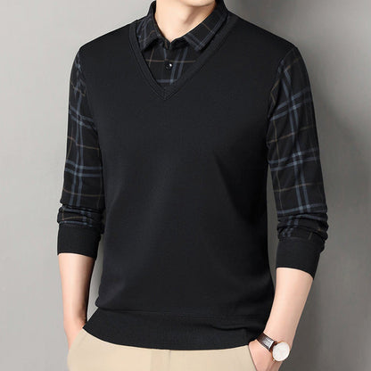 Camiseta de manga larga con estilo superpuesto para hombre