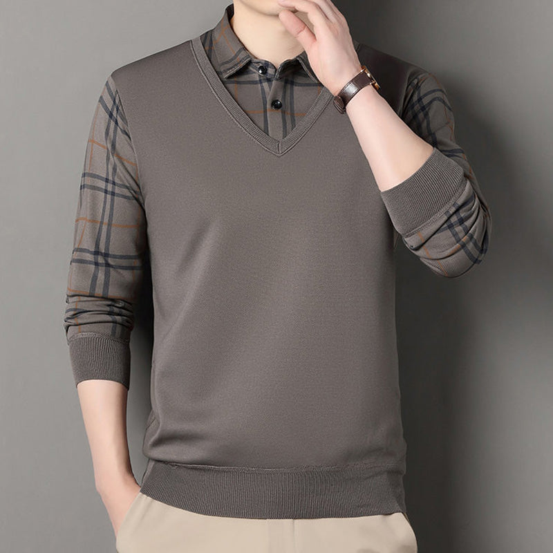 Camiseta de manga larga con estilo superpuesto para hombre