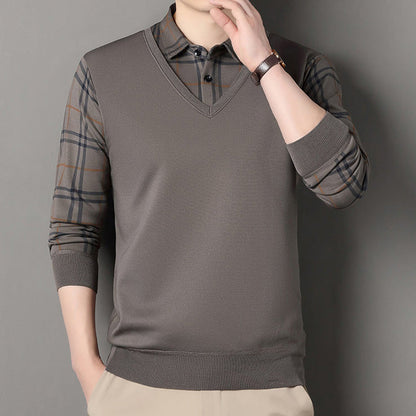 Camiseta de manga larga con estilo superpuesto para hombre