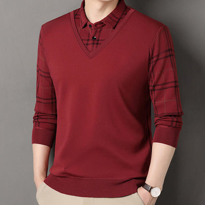 Camiseta de manga larga con estilo superpuesto para hombre