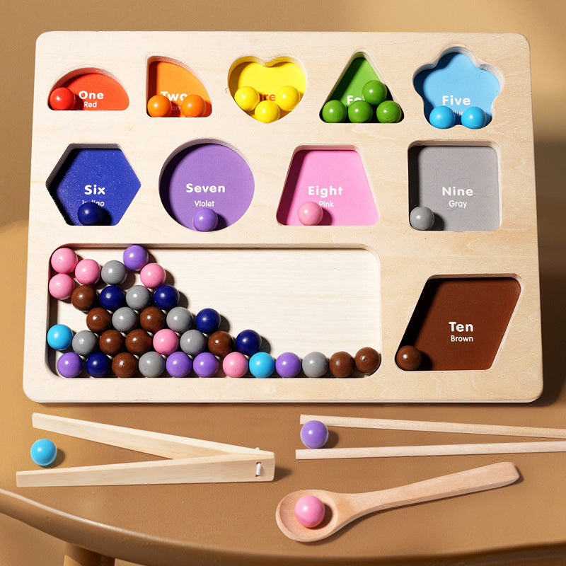 Juego Didáctico de Madera con Pinzas y Cuentas para Motricidad Fina