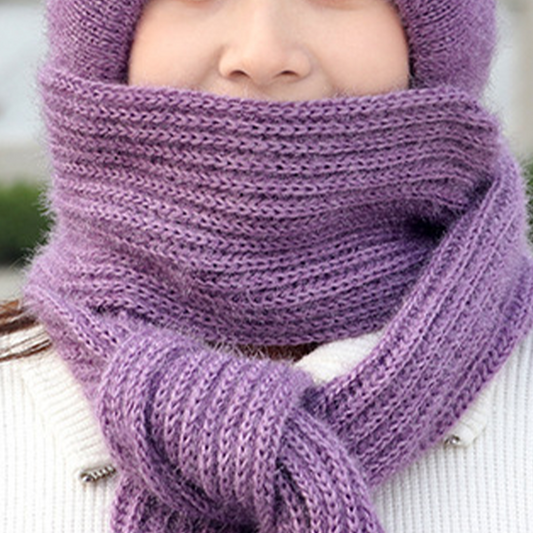 Gorro con Bufanda Integrada 2 en 1 Tejido