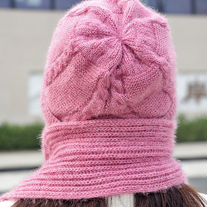 Gorro con Bufanda Integrada 2 en 1 Tejido