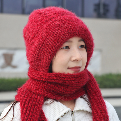 Gorro con Bufanda Integrada 2 en 1 Tejido
