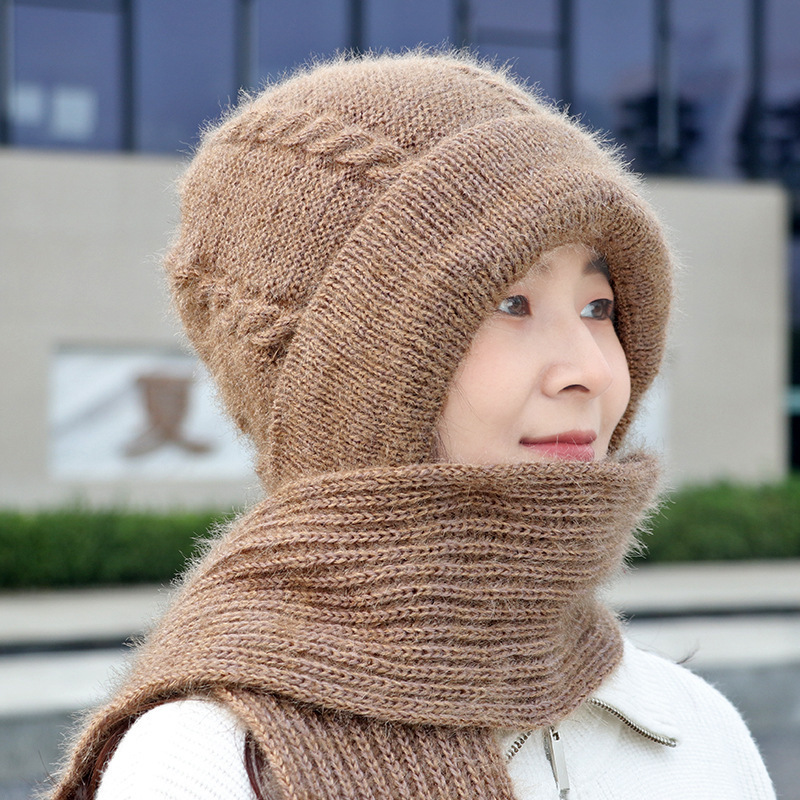 Gorro con Bufanda Integrada 2 en 1 Tejido