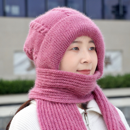 Gorro con Bufanda Integrada 2 en 1 Tejido