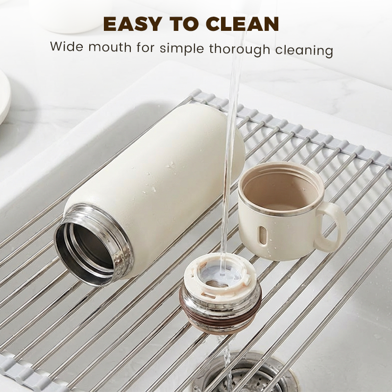 ☕🌟 Botella de Acero Inoxidable con Aislamiento al Vacío y Taza con Tapa – Mantén tus Bebidas a la Temperatura Ideal por Más Tiempo 🧊🔥