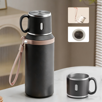 ☕🌟 Botella de Acero Inoxidable con Aislamiento al Vacío y Taza con Tapa – Mantén tus Bebidas a la Temperatura Ideal por Más Tiempo 🧊🔥
