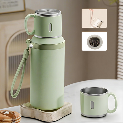 ☕🌟 Botella de Acero Inoxidable con Aislamiento al Vacío y Taza con Tapa – Mantén tus Bebidas a la Temperatura Ideal por Más Tiempo 🧊🔥
